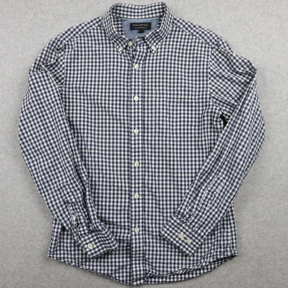Banana Republic Shirt Mens Small Soft Wash Standard Fit Button Blue Long Sleeve